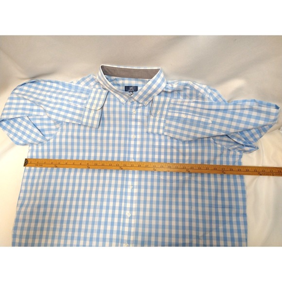 B&T MENS GEORGE LONG SLEEVE, BUTTON UP SHIRT NW/OT 3XL 54-56" BLUE & WHITE PLAID - Picture 4 of 9